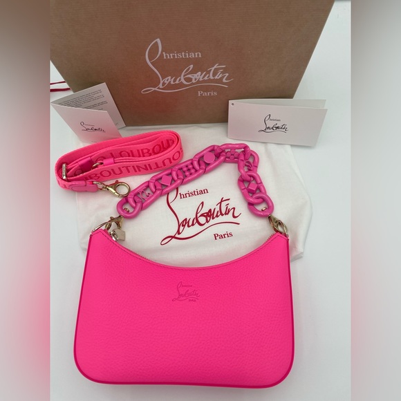 ❌SOLD❌$1490 NEW NWT Christian Louboutin Calfskin Loubi la Mini Pink Shoulder Bag - Picture 6 of 16